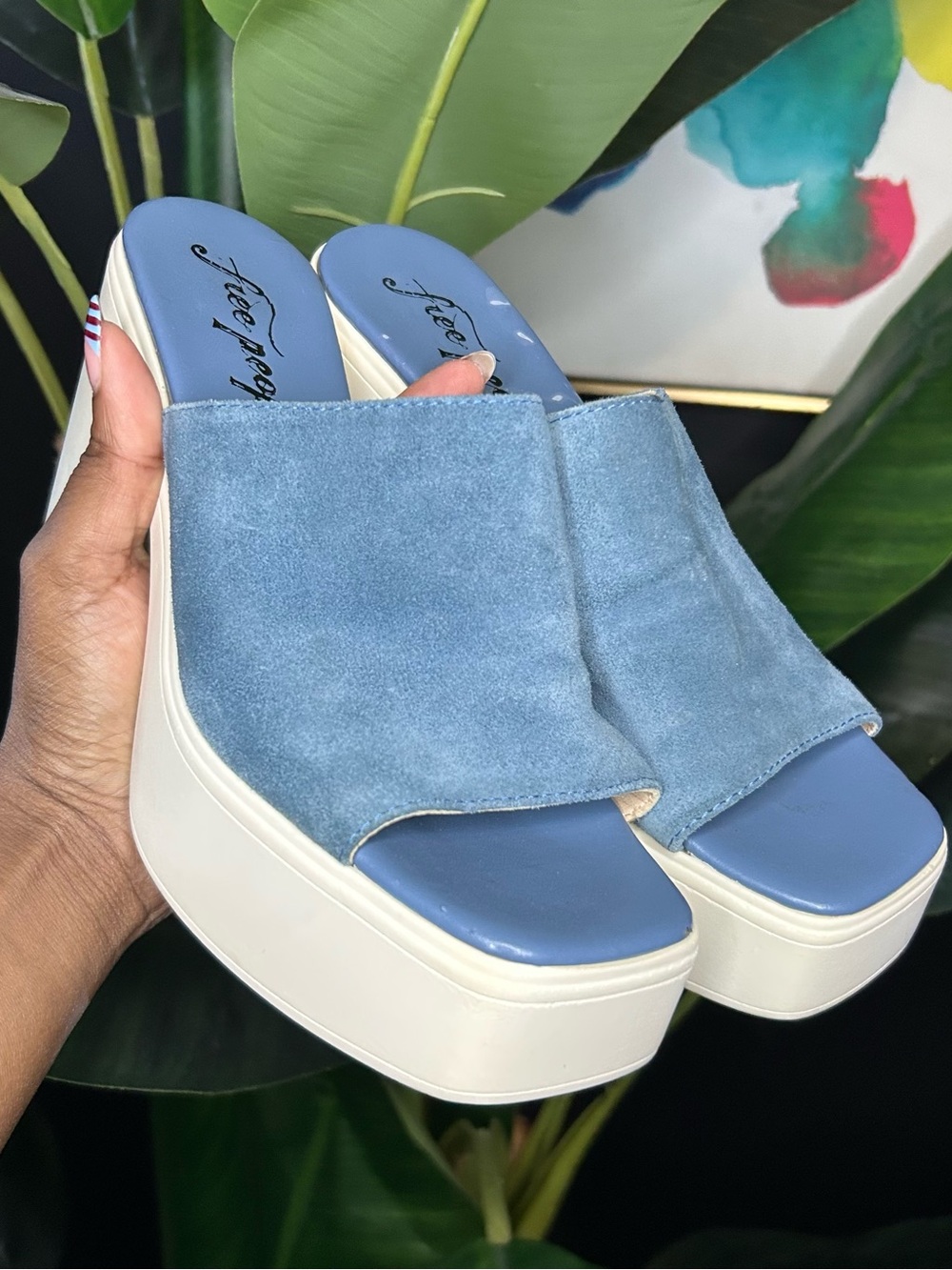 Free People Zoe Suede Platform Mule Slides